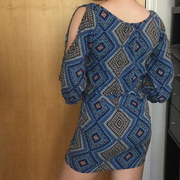 Geometric Pattern Blue Dress - Picture 2 of 6